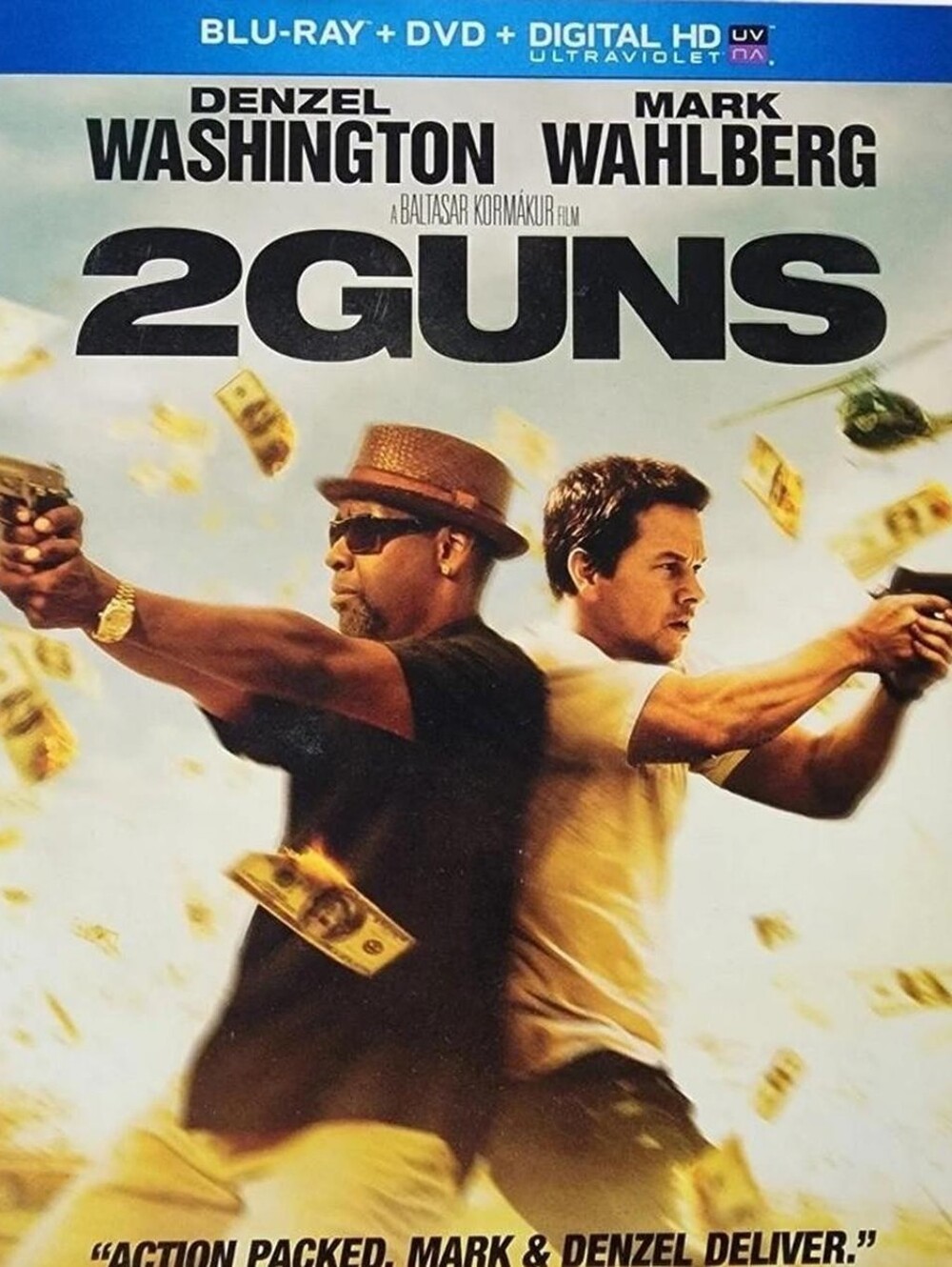 Universal 2 Guns Blu-ray/DVD Cover - Blue, Black, White, Yellow